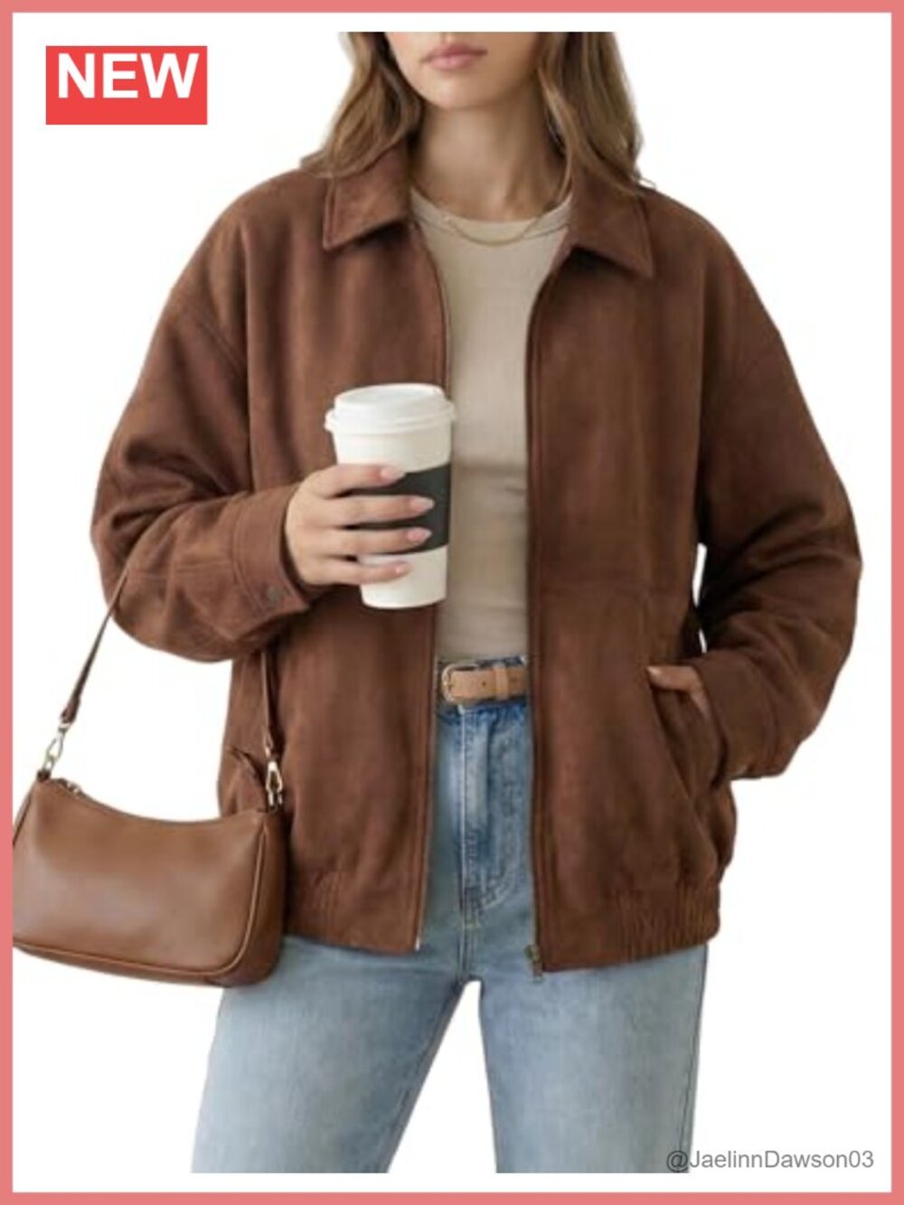 Faux Suede Jacket Oversized Zip Up Bomber with Pockets